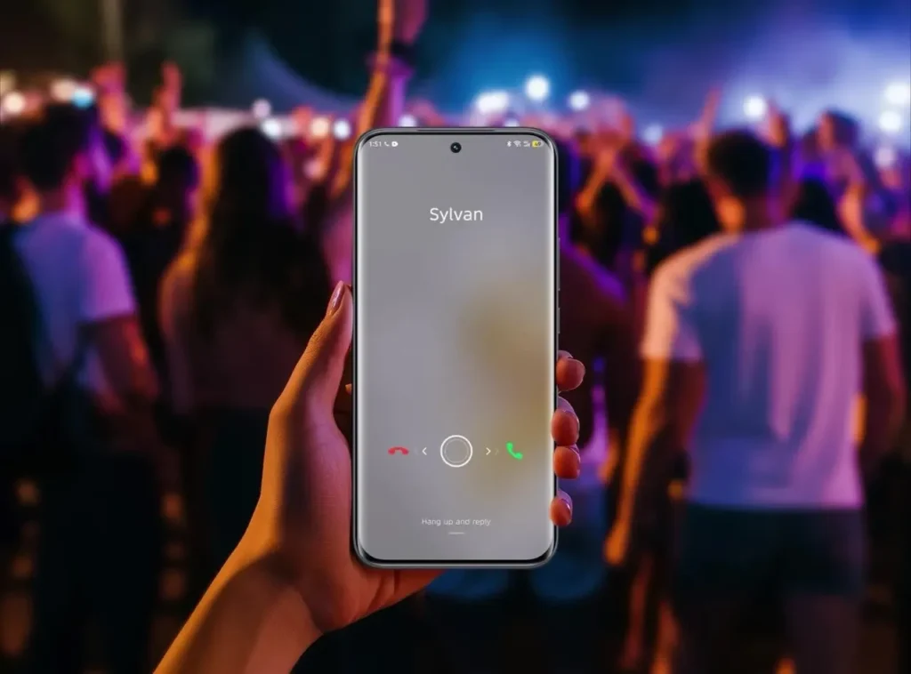 Pantalla AMOLED curvada 144Hz del Tecno Spark 40 Pro+ mostrando colores vibrantes en interfaz HiOS 15 con wallpapers generados por AI, con curva 3D visible y brillo alto en entorno soleado, destacando fluidez en scrolling.